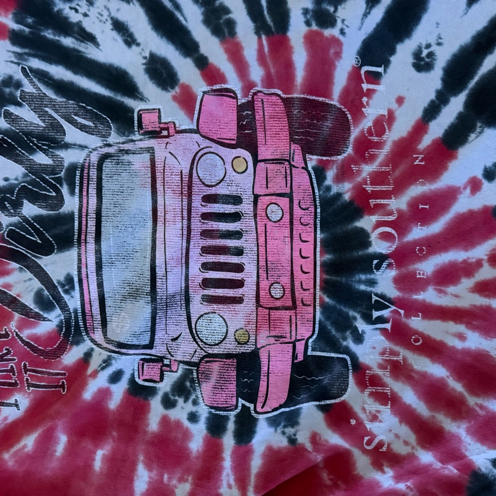 Simply Southern Pink and Black Tie-Dye Long Sleeve Tee